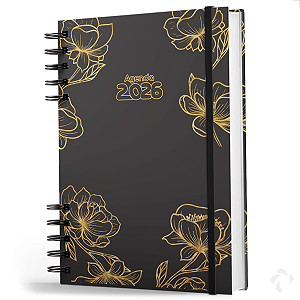 Agenda 2026 Capa Dura Organização Pessoal Anual Black Garden