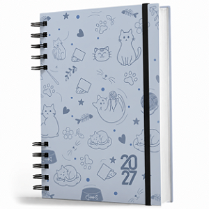 Agenda 2027 Capa Dura Organização Pessoal Completa Cute Cats