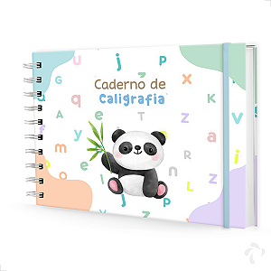 Caderno De Caligrafia c/ Atividades Capa Dura Menino Panda