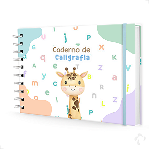 Caderno De Caligrafia c/ Atividades Capa Dura Menino Girafa