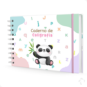 Caderno De Caligrafia c/ Atividades Capa Dura Menina Panda