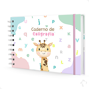Caderno De Caligrafia c/ Atividades Capa Dura Menina Girafa