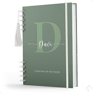 Caderneta De Vacinação Menino Personalizada com Nome Capa Dura Versão Atualizada Minimalista Verde
