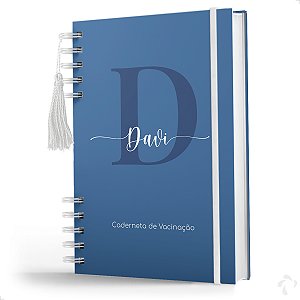 Caderneta De Vacinação Menino Personalizada com Nome Capa Dura Versão Atualizada Minimalista Azul