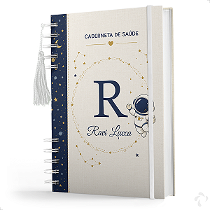 Caderneta de Vacinação Menino Personalizado Coleção Astronauta Linho CAPA 1