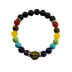 Pulseira 7 Chákras com Vulcanita