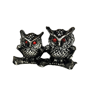 Casal de Corujas do Amor 3cm Estanho