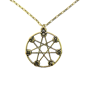 Colar Talismã Heptagrama Estrela de Sete Pontas