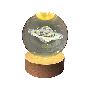 Luminária em Vidro - Saturno Estrelar Pequeno