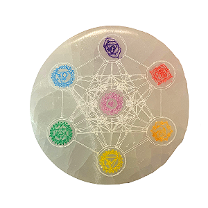 Placa de Selenita Circular - 7 Chakras