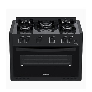 Fogão a Gás de Embutir Venax Picasso Line 5 Bocas, Mesa de Vidro, Acendimento Automático, Forno Easy Clean 88,3L Porta Vidro Duplo Bivolt