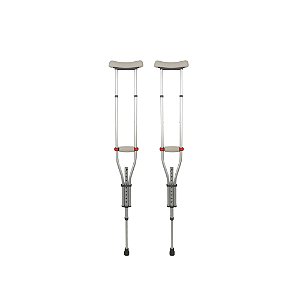 Par De Muleta Axilar D7 Universal Em Alumínio Regulável Suporta Até 65 Kg Leve, Anatômica e Ajustável
