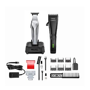 Kit Máquina de Cortar Cabelo Profissional Wahl Vortex + Máquina de Acabamento Hi-Viz Sem Fio Bivolt
