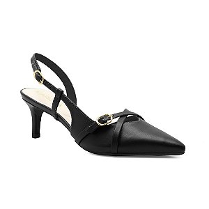 Sapato salto fino sling Back Preto Mariotta
