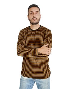 Camiseta Manga Longa Moletinho Listrado
