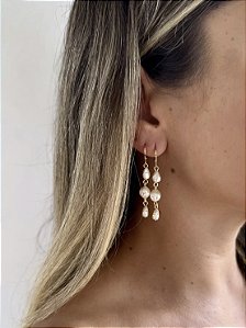 Brinco Pendente Pérolas Orgânicas