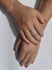 Anel Dois Fios Cravejados