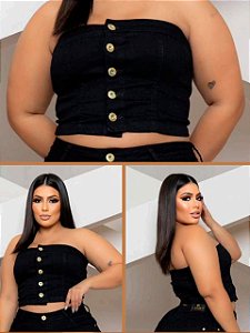 CROPED COM LYCRA PLUSSIZE  - COR PRETA