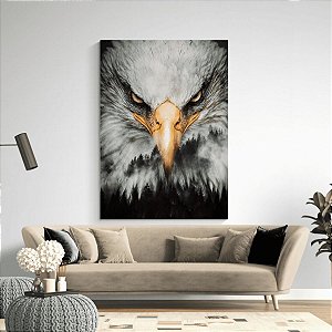 Quadro Decorativo Águia Rosto Imponente Luxo