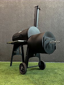 Pit Smoker Hunter - Fluxo Reverso - 2 Grelhas Inox + Bancada