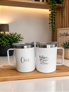 CANECA TÉRMICA - BRANCA - 350ML - TAMPA EM ACRILICO