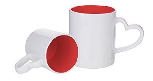 Caneca com alça de coração interior Vermelho - Live