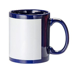 Caneca Azul escuro com tarja branca para sublimação