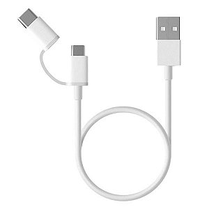Cabo USB Xiaomi Mi 2 em 1 (Tipo C e Micro USB) 1M