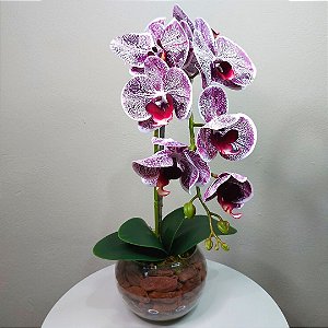 Arranjo de Orquídea Roxa Mesclada de Silicone no vaso de vidro