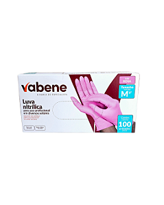 Luva Nitrílica Sem Pó Rosa - Tamanho M c/100 | Vabene