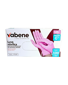 Luva Nitrílica Sem Pó Rosa - Tamanho G c/100 | Vabene