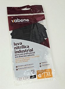 Luva Nitrílica sem Pó Preta G 12 uni | Vabene
