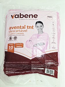 Avental TNT Manga Longa Rosa 10uni Vabene
