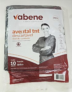 Avental TNT Manga Longa Preto 10 uni Vabene