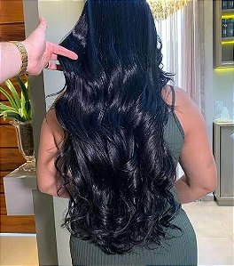 Mega hair preto liso 70 cm 100 g - Rapunzel mega