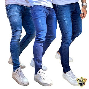 Kit 3 Calça Jeans Masculina Skinny com Lycra (010511)