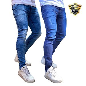 Kit 2 Calça Jeans Masculina Skinny com Lycra (0105)