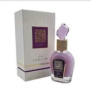Musk Sugar Plum Eau de Parfum Compartilhável - Lattafa (Caixa Amassada)