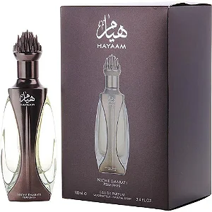 Niche Emarati Hayaam Eau de Parfum Compartilhável - Lattafa (CAIXA AMASSADA)