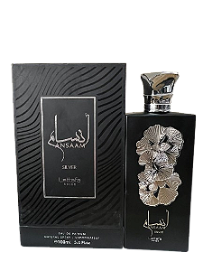 Ansaam Silver Eau de Parfum Compartilhável - Lattafa (CAIXA AMASSADA)
