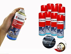 kit 10 Limpa ar condicionado para limpeza e higienização de ar condicionado automotivo veiculo sem odores desagradaveis Wurth