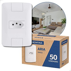 Conjunto Tomada simples 10A 2P+T 250V Aria Branca Tramontina