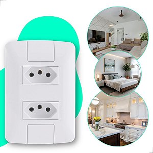 Conjunto Tomada elétrica Dupla 10A 250v 2P+T Aria Branca Tramontina