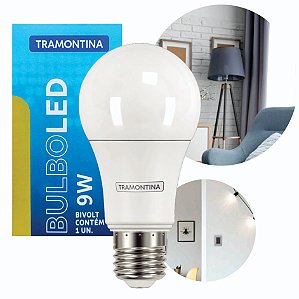 Lâmpada Led Tipo Bulbo 9w Bivolt Soquete E27 Tramontina