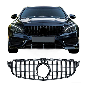 Grade Frontal Mercedes Classe C W205  AMG Black Piano Câmera