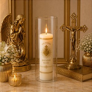 Tubo Vazado Castiçal 20X11 CM Porta Velas Vidro Transparente QUANTIDADE:UM
