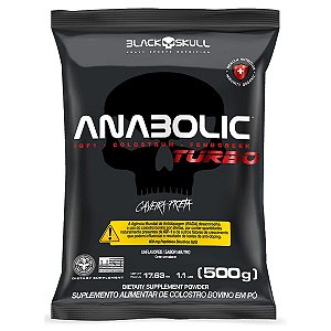 Kit com 2 Anabolic Turbo Colostro Bovino Refil 500g Volume Muscular Black Skull Estimulador Natural da Testosterona