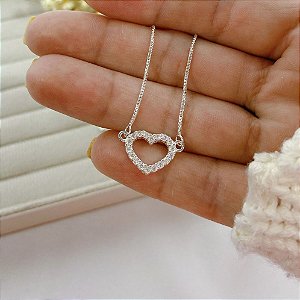 COLAR CORAÇÃO VAZADO ZIRCÔNIAS | CL0003