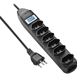 Filtro de Linha Extensão com 6 Tomadas Fusível Protetor 2P+T PST-101