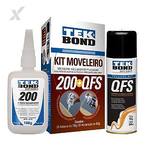 Kit Moveleiro 200 100g + Ativador Qfs 200ml Tekbond Cola Mdf